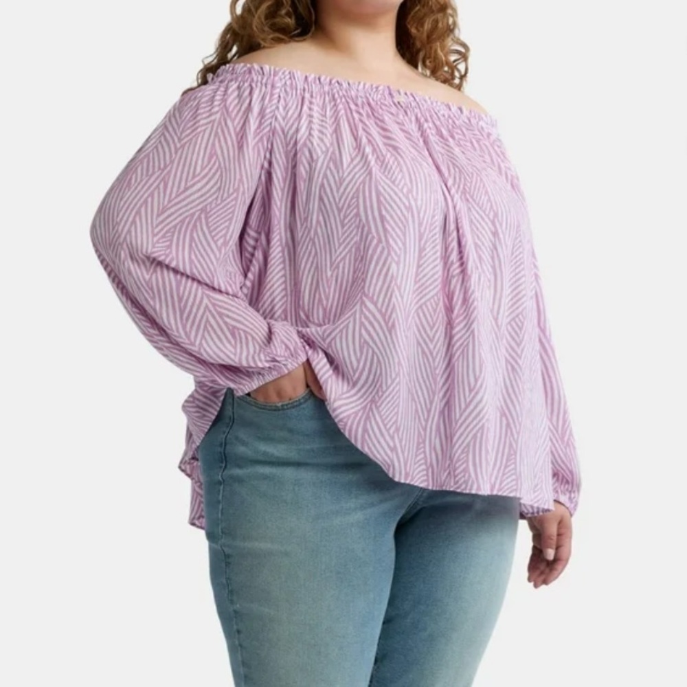 Terra & Sky Off The Shoulder Peasant Top